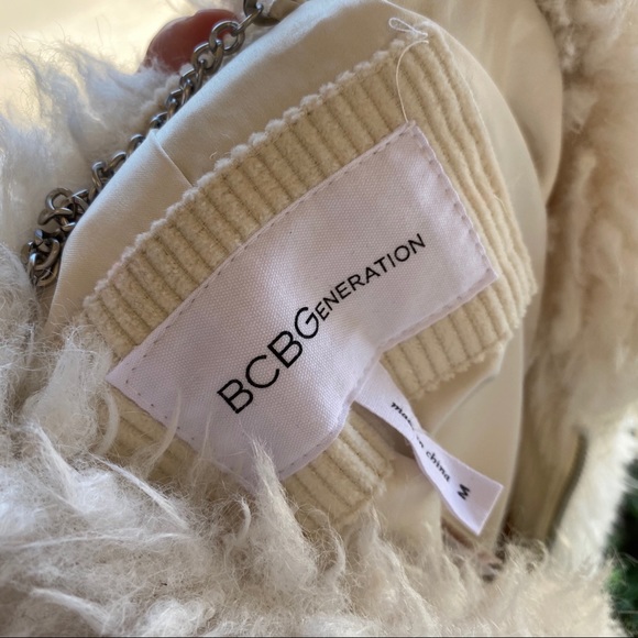 BCBGeneration Cream Faux Fur Jacket Coat - Picture 3 of 4
